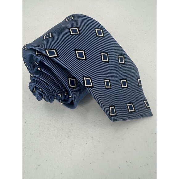 Ermenegildo Zegna Mens Silk Tie Blue Diamond Pattern - Picture 1 of 8